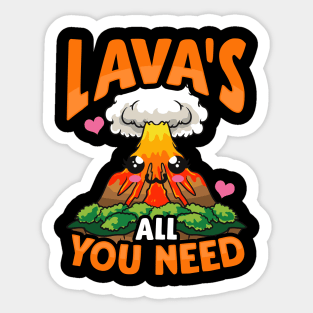 Cute & Funny Lava's All You Need Volcano Pun Sticker